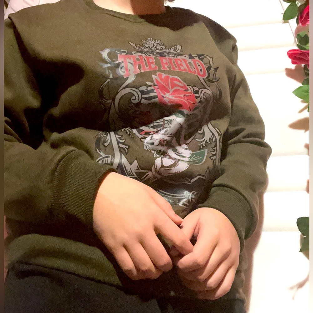 Letter & Skeleton Print Thermal Pullover